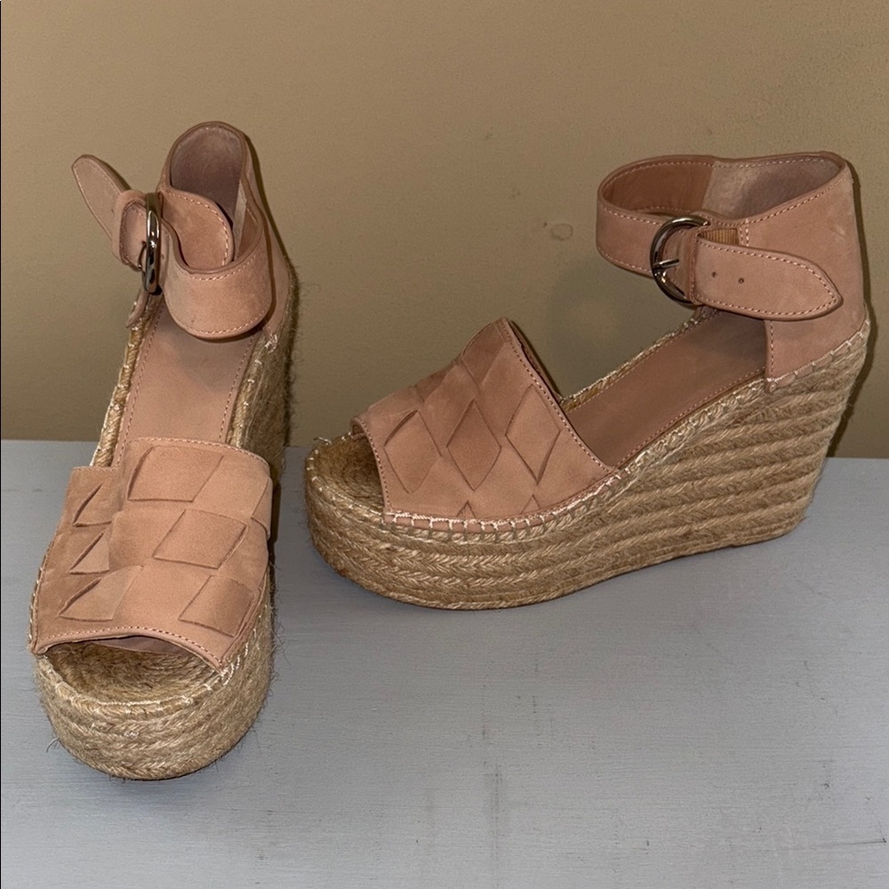 Women's Tan/Blush Pink Wedge Sandals